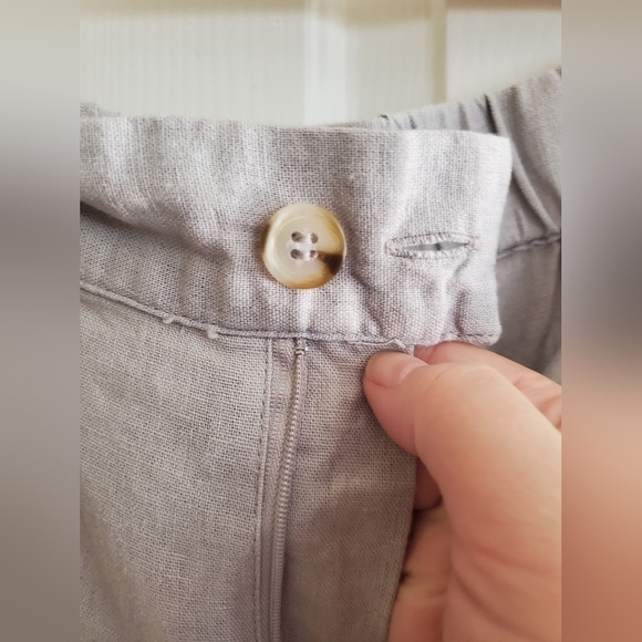 NWT Joie Linen Blend Gray Wide Leg Pants Size L Tie Elastic Waist Pockets - Picture 5 of 9